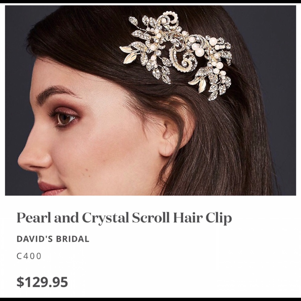 Crystal & pearl  hair clip from David’s Bridal